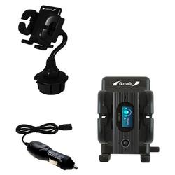 Gomadic iRiver T60 Auto Cup Holder with Car Charger - Uses TipExchange