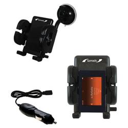 Gomadic iRiver U10 1GB Auto Windshield Holder with Car Charger - Uses TipExchange