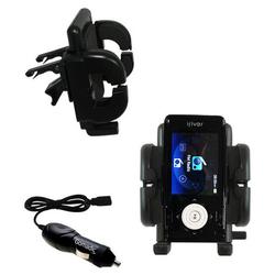 Gomadic iRiver X20 2GB 4GB 8GB Auto Vent Holder with Car Charger - Uses TipExchange