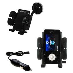 Gomadic iRiver X20 2GB 4GB 8GB Auto Windshield Holder with Car Charger - Uses TipExchange
