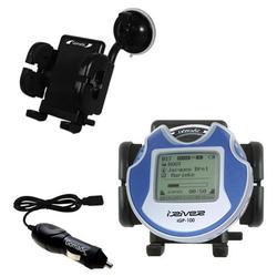 Gomadic iRiver iGP-100 Auto Windshield Holder with Car Charger - Uses TipExchange
