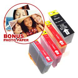 Eforcity 4-Pack Canon BCI-3e / BCI-6 Black & Color Compatible Ink Set Bonus Photo Paper