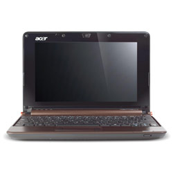 ACER Acer Aspire One Netbook Atom N270 Intel 945GSE, 8.9 Display; 1GB Memory, 8GB+8GB SDD; Integrated MR; UMA only, Webcam, NO HDMI, 802.11 b/g Wireless Card; 3 cel