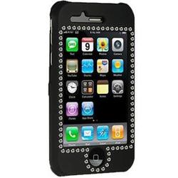 Wireless Emporium, Inc. Black Bling Rubberized Snap-On Protector Case Faceplate for Apple iPhone 3G