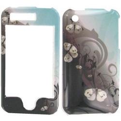 Wireless Emporium, Inc. Black & Teal w/Butterflies Snap-On Protector Case Faceplate for Apple iPhone 3G