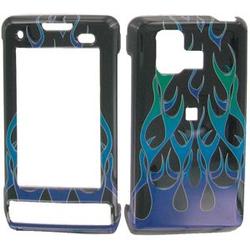 Wireless Emporium, Inc. Black w/Blue Flames Snap-On Protector Case Faceplate for LG Dare VX9700