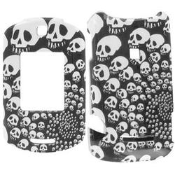 Wireless Emporium, Inc. Black w/White Skulls Snap-On Protector Case Faceplate for Motorola RAZR VE20