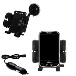 Gomadic Blackberry Thunder Flexible Auto Windshield Holder with Car Charger - Uses TipExchange