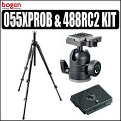 Bogen Manfrotto 055XPROB Kit With 488RC2 Head & 1/4 -20 Screw Rapid Connect Plate