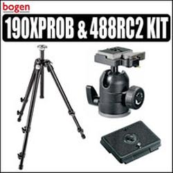 Bogen Manfrotto 190XPROB 3 Section Pro Tripod Kit With 488RC2 Head & 1/4 -20 Screw Rapid Connect Pla
