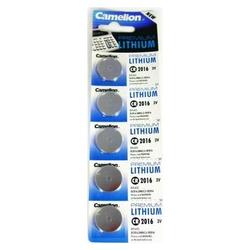 Camelion CR2016 Button Cell Lithium Battery, 5-Pack