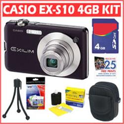 Casio Exilim EX-S10BK 10MP Digital Camera Black + 4GB Accessory Kit