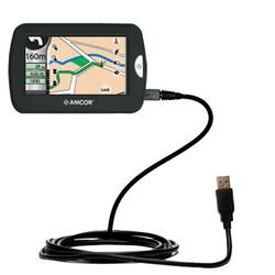 Gomadic Classic Straight USB Cable for the Amcor Navigation GPS 4300 with Power Hot Sync and Charge capabili