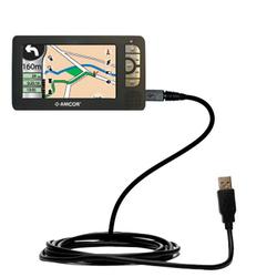 Gomadic Classic Straight USB Cable for the Amcor Navigation GPS 5600 with Power Hot Sync and Charge capabili