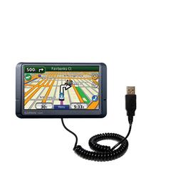 Gomadic Coiled Power Hot Sync and Charge USB Data Cable w/ Tip Exchange for the Garmin Nuvi 265WT - Gomadic