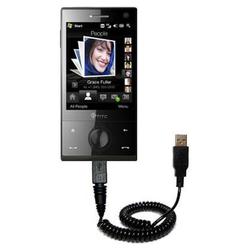 Gomadic Coiled Power Hot Sync and Charge USB Data Cable w/ Tip Exchange for the HTC Diamond - Brand
