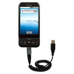 Gomadic Coiled Power Hot Sync and Charge USB Data Cable w/ Tip Exchange for the HTC Dream - Brand