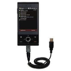 Gomadic Coiled Power Hot Sync and Charge USB Data Cable w/ Tip Exchange for the HTC Raphael - Brand
