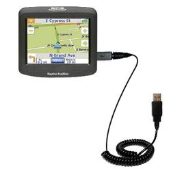 Gomadic Coiled Power Hot Sync and Charge USB Data Cable w/ Tip Exchange for the Magellan Roadmate 1212 - Gom