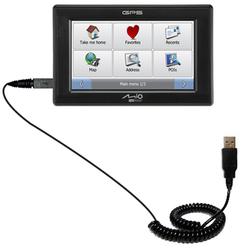 Gomadic Coiled Power Hot Sync and Charge USB Data Cable w/ Tip Exchange for the Mio Technology C325 - Gomadi