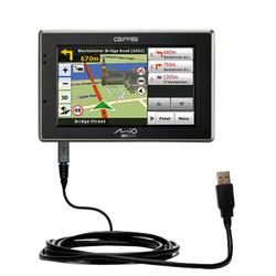 Gomadic Coiled Power Hot Sync and Charge USB Data Cable w/ Tip Exchange for the Mio Technology C620 - Gomadi