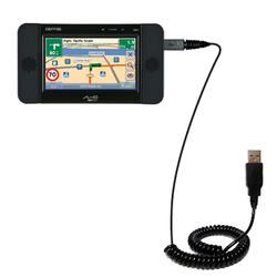 Gomadic Coiled Power Hot Sync and Charge USB Data Cable w/ Tip Exchange for the Mio Technology C810 - Gomadi