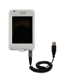 Gomadic Coiled Power Hot Sync and Charge USB Data Cable w/ Tip Exchange for the Mio Technology H610 - Gomadi