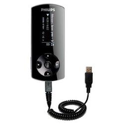 Gomadic Coiled Power Hot Sync and Charge USB Data Cable w/ Tip Exchange for the Philips GoGear SA4425 - Goma