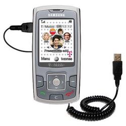 Gomadic Coiled Power Hot Sync and Charge USB Data Cable w/ Tip Exchange for the Samsung SGH-T739 - B