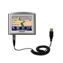 Gomadic Coiled Power Hot Sync and Charge USB Data Cable w/ Tip Exchange for the TomTom ONE Europe - Gomadic