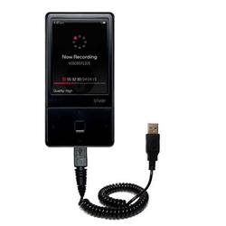 Gomadic Coiled Power Hot Sync and Charge USB Data Cable w/ Tip Exchange for the iRiver E100 - Brand