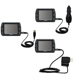 Gomadic Deluxe Kit for the Amcor Navigation 3500 includes a USB cable with Car and Wall Charger - Br