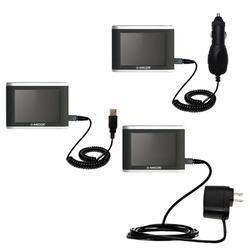 Gomadic Deluxe Kit for the Amcor Navigation GPS 3600 3600B includes a USB cable with Car and Wall Charger -
