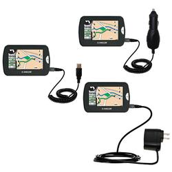 Gomadic Deluxe Kit for the Amcor Navigation GPS 4300 includes a USB cable with Car and Wall Charger - Gomadi