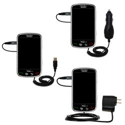 Gomadic Deluxe Kit for the Blackberry Thunder includes a USB cable with Car and Wall Charger - Brand