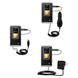 Gomadic Deluxe Kit for the Kyocera S4000 Mako includes a USB cable with Car and Wall Charger - Brand