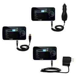 Gomadic Deluxe Kit for the Philips GoGear 5287BT includes a USB cable with Car and Wall Charger - Br
