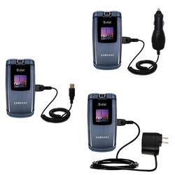 Gomadic Deluxe Kit for the Samsung SGH-A747 includes a USB cable with Car and Wall Charger - Brand w
