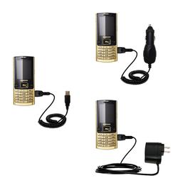 Gomadic Deluxe Kit for the Samsung SGH-D780 DUOS includes a USB cable with Car and Wall Charger - Br