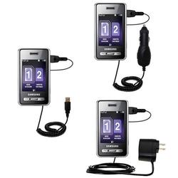 Gomadic Deluxe Kit for the Samsung SGH-D980 DUOS includes a USB cable with Car and Wall Charger - Br