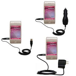 Gomadic Deluxe Kit for the Sharp Willcom WS003SH includes a USB cable with Car and Wall Charger - Br