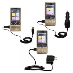 Gomadic Deluxe Kit for the Sony Ericsson G700 includes a USB cable with Car and Wall Charger - Brand