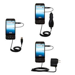 Gomadic Deluxe Kit for the T-Mobile G1 Google includes a USB cable with Car and Wall Charger - Brand
