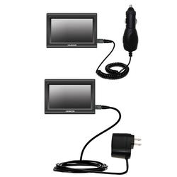 Gomadic Essential Kit for the Amcor Navigation GPS 4500 - includes Car and Wall Charger with Rapid Charge Te