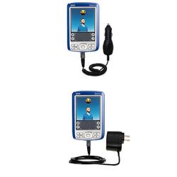 Gomadic Essential Kit for the PalmOne palm Zire 72s - includes Car and Wall Charger with Rapid Charge Techno