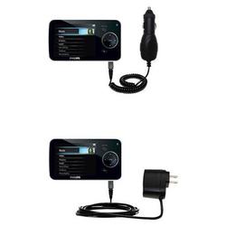 Gomadic Essential Kit for the Philips GoGear 5287BT - includes Car and Wall Charger with Rapid Charge Techno