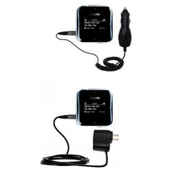 Gomadic Essential Kit for the Philips GoGear SA2810 - includes Car and Wall Charger with Rapid Charge Techno