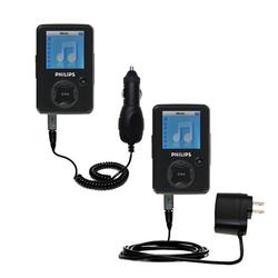 Gomadic Essential Kit for the Philips GoGear SA3014 - includes Car and Wall Charger with Rapid Charge Techno