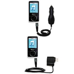 Gomadic Essential Kit for the Philips GoGear SA3104/37 - includes Car and Wall Charger with Rapid Charge Tec
