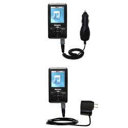 Gomadic Essential Kit for the Philips GoGear SA3115/37 - includes Car and Wall Charger with Rapid Charge Tec